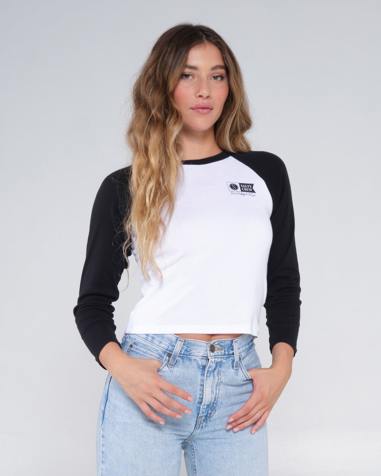 alternate front angle of Alpha Black L/S Raglan