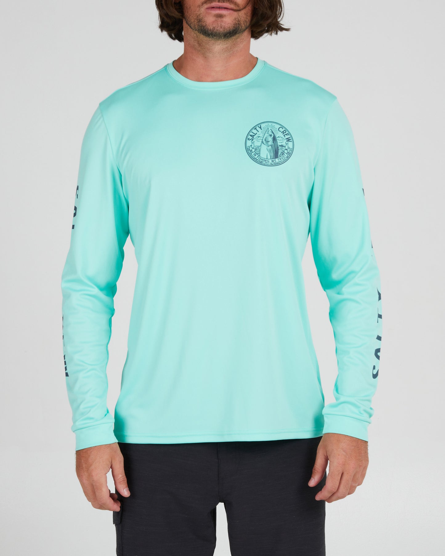 front view of Fishing We Trust Sea Foam L/S Sunshirt