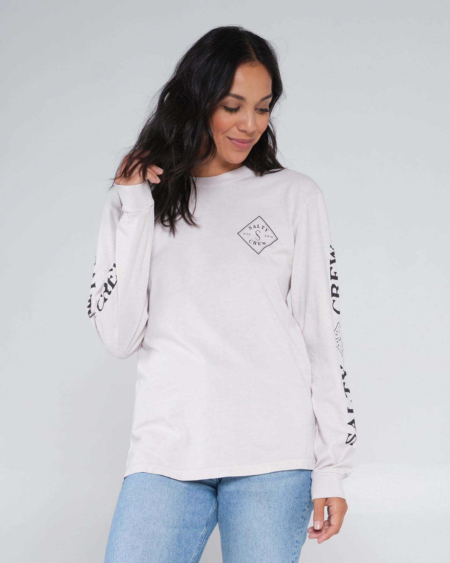 alternate front angle of Tippet Natural L/S Boyfriend Tee