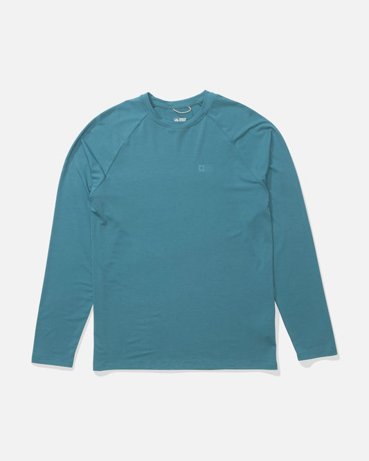 Front view of the Mariner Lite UV Long Sleeve - Teal Blue.