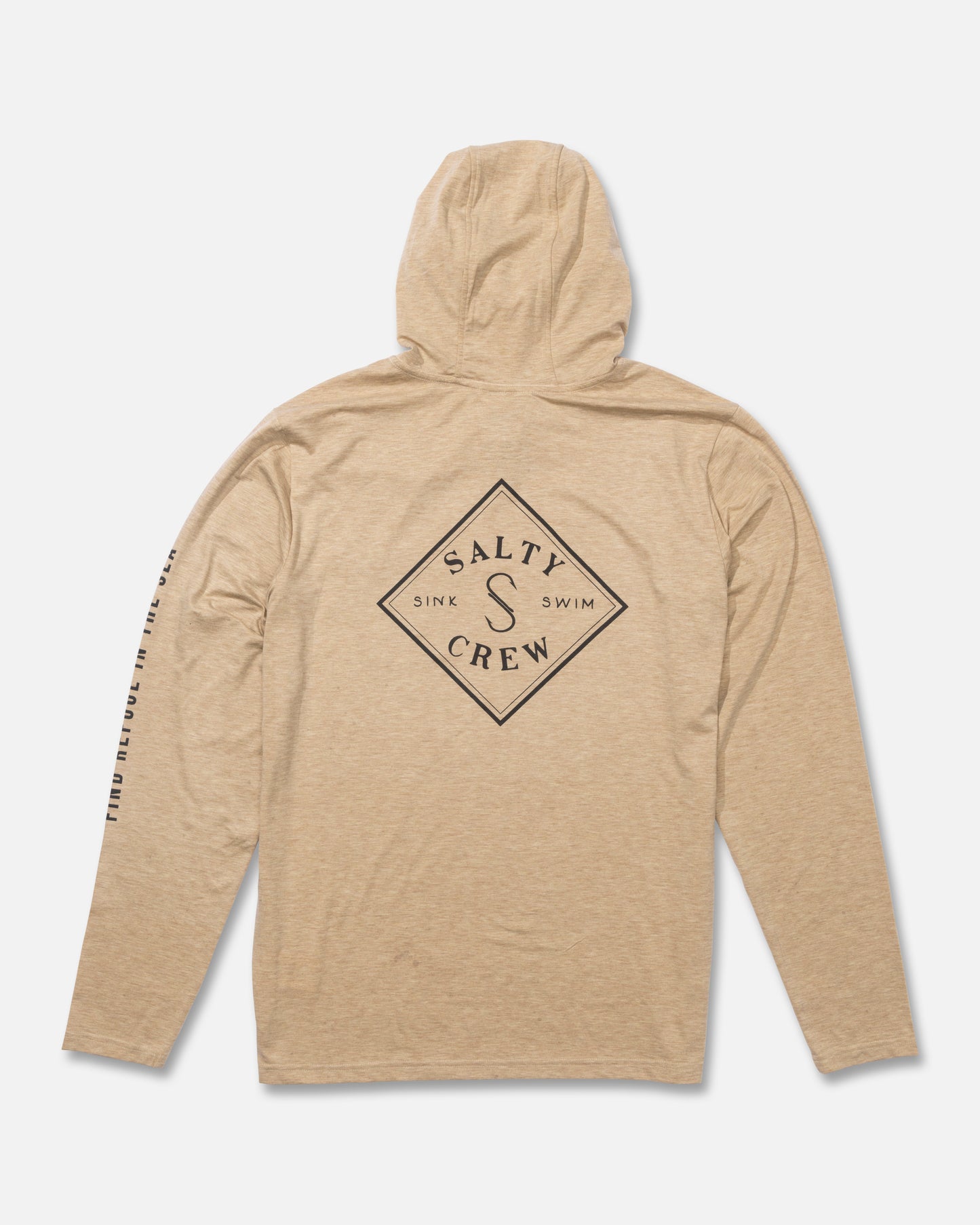 Back view of the Tippet Pocket UV Hoodie - Khaki.