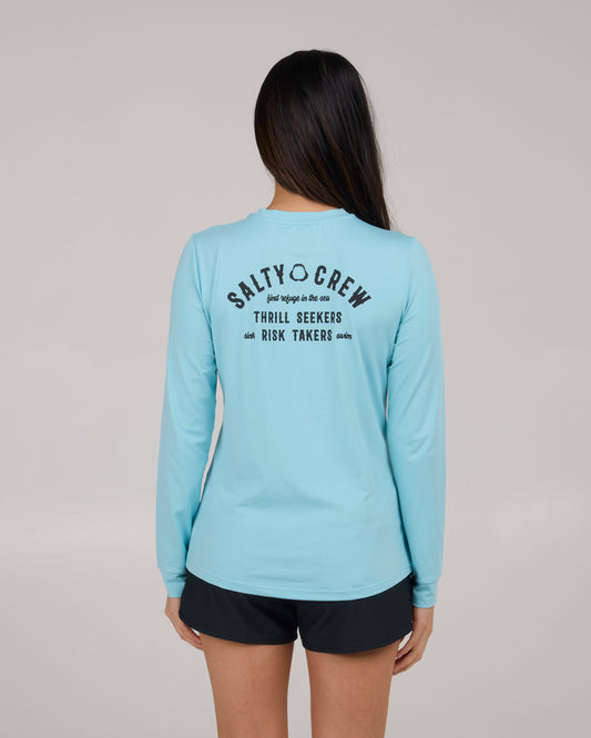back view of Night Bite Sunshirt - Pacific Blue