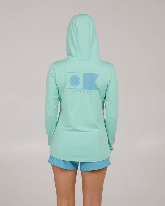 back view of Flagship Hoodie Sunshirt - Mint