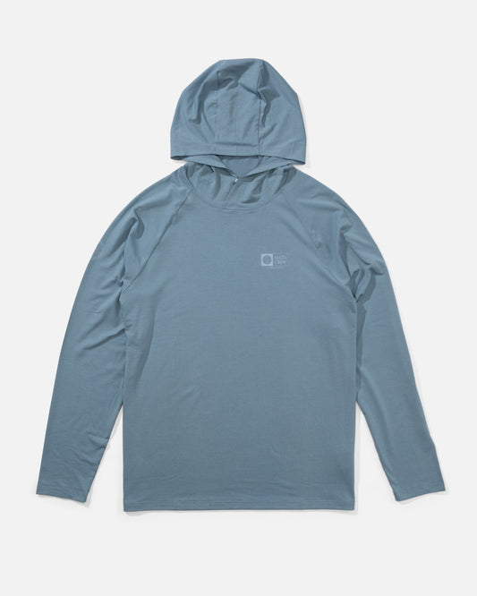 Front view of the Mariner Lite UV Hoodie - Pilot Blue.