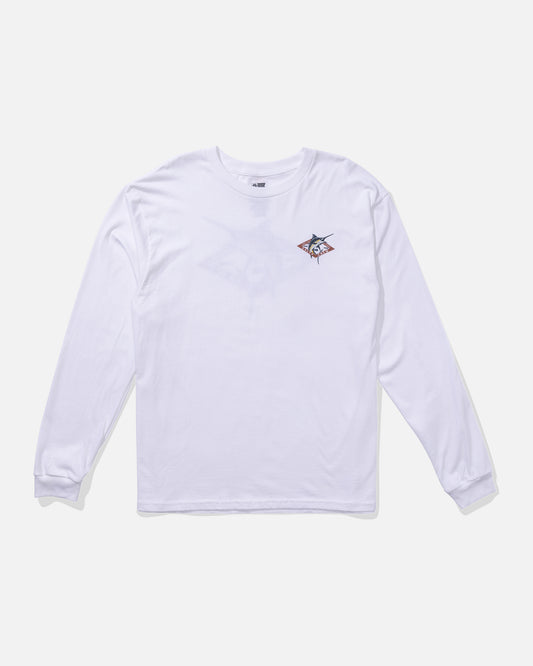 Front view of the Diamond Marlin Ls Tee - White.