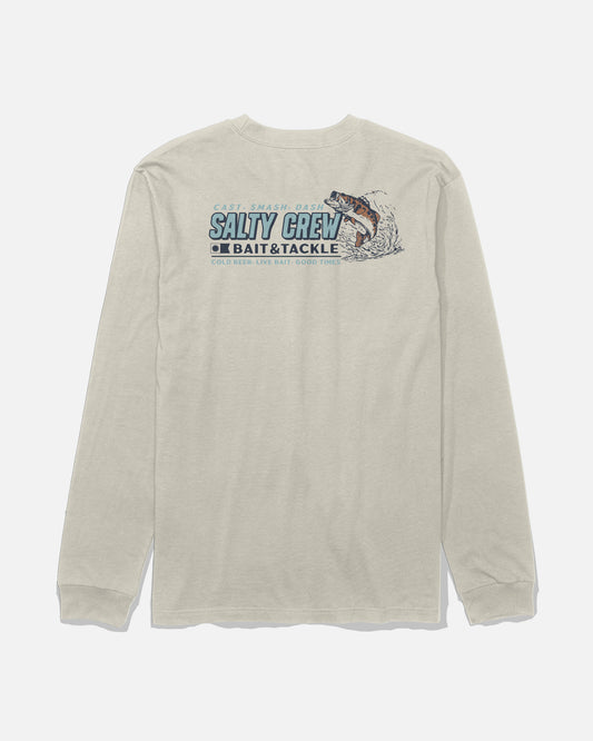 Back view of the Live Bait Long Sleeve Tee - Bone.