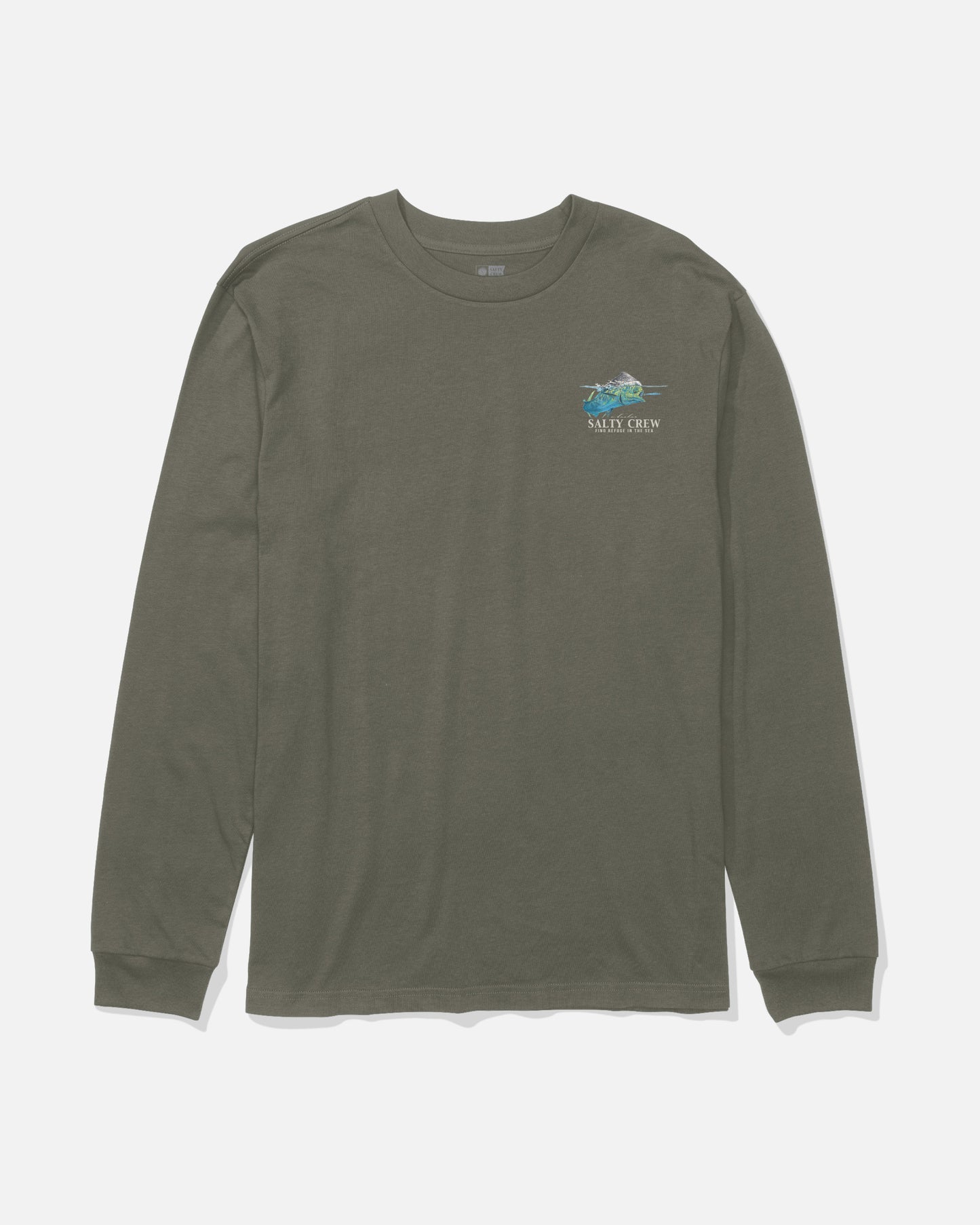 Front view of the Mahi Surface Long Sleeve Tee - Dusty Olive.
