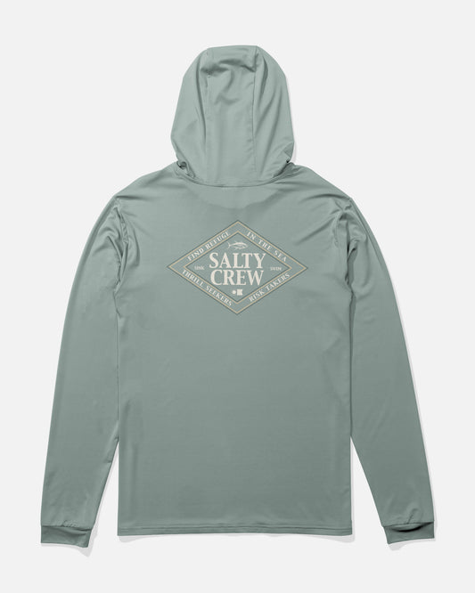 Back view of the Iconic Boys Hood Sunshirt - Jade.