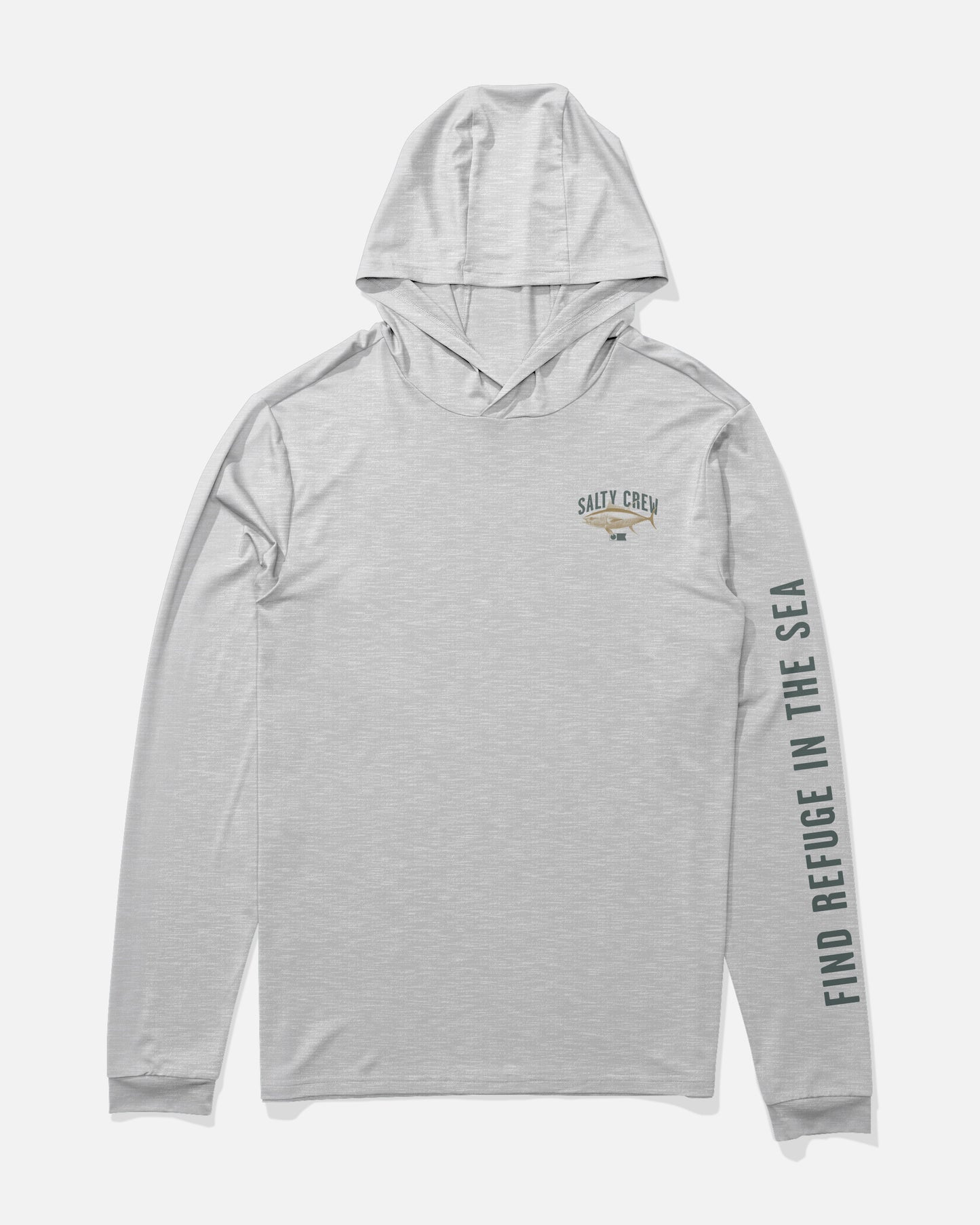 Front view of the Bitmap Boys Hood Sunshirt - Grey Heather.