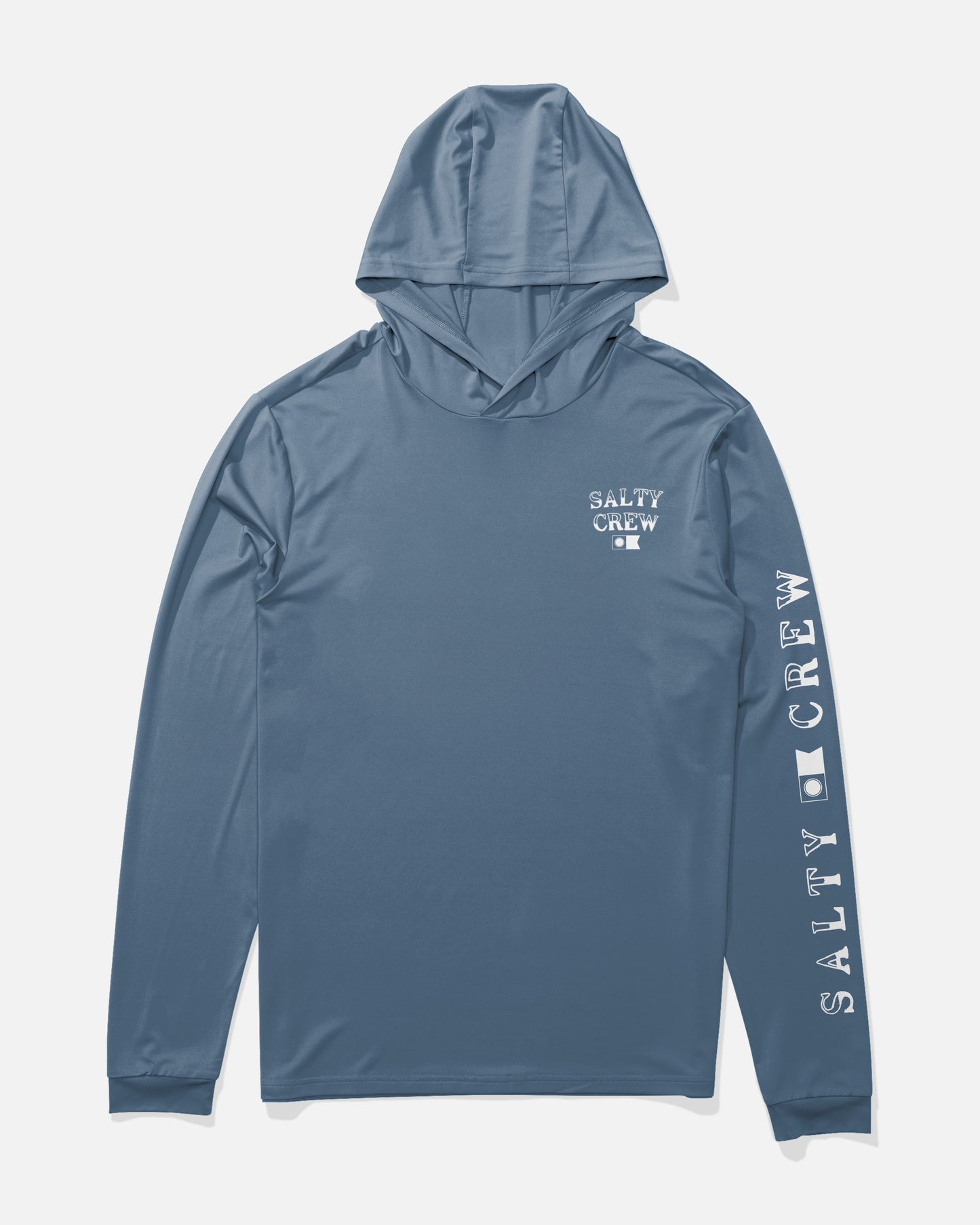 Front view of the On Board Hood Sunshirt - Captains Blue.