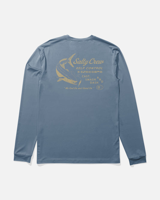 Back view of the Kelp Control Long Sleeve Sunshirt - Captains Blue.