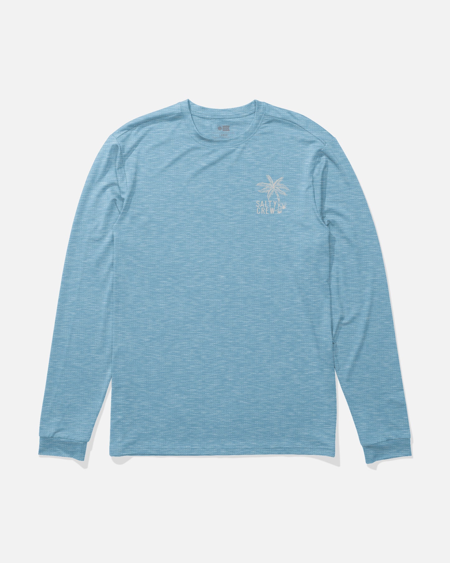 Front view of the Day Off Long Sleeve Sunshirt - Blue Heather.