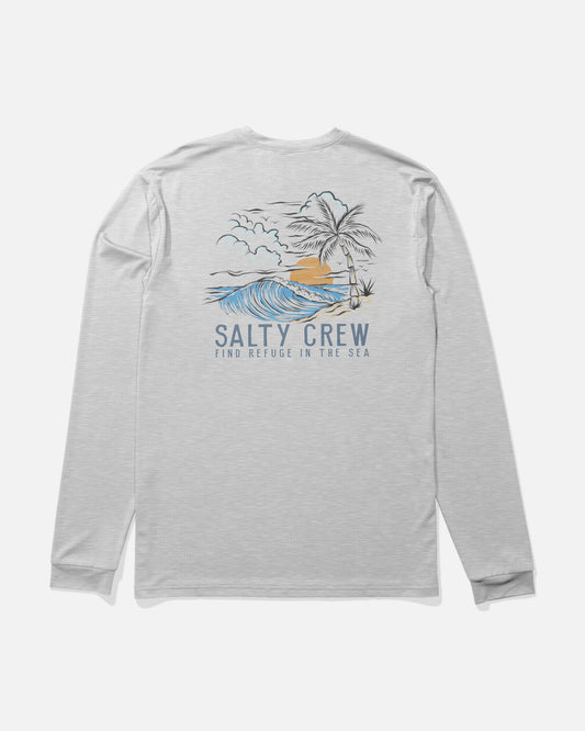 Back view of the Day Off Long Sleeve Sunshirt - Grey Heather.