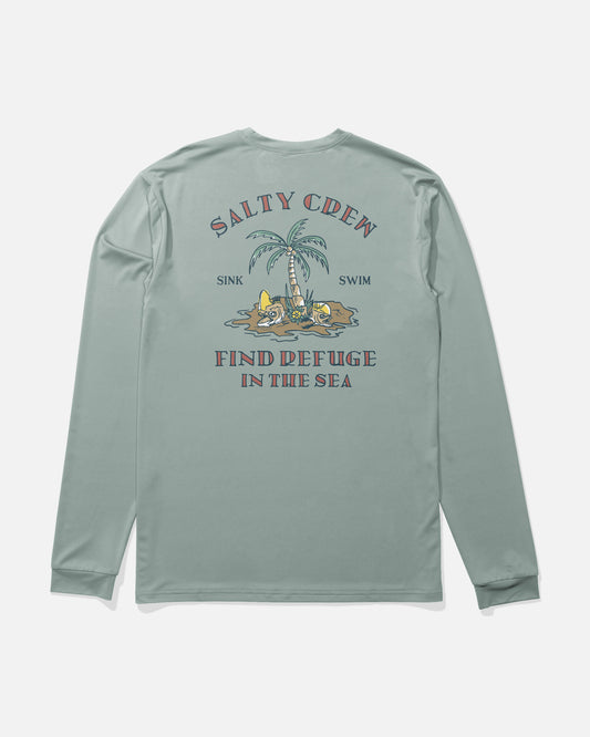 Back view of the Deserted Boys Long Sleeve Sunshirt - Jade.