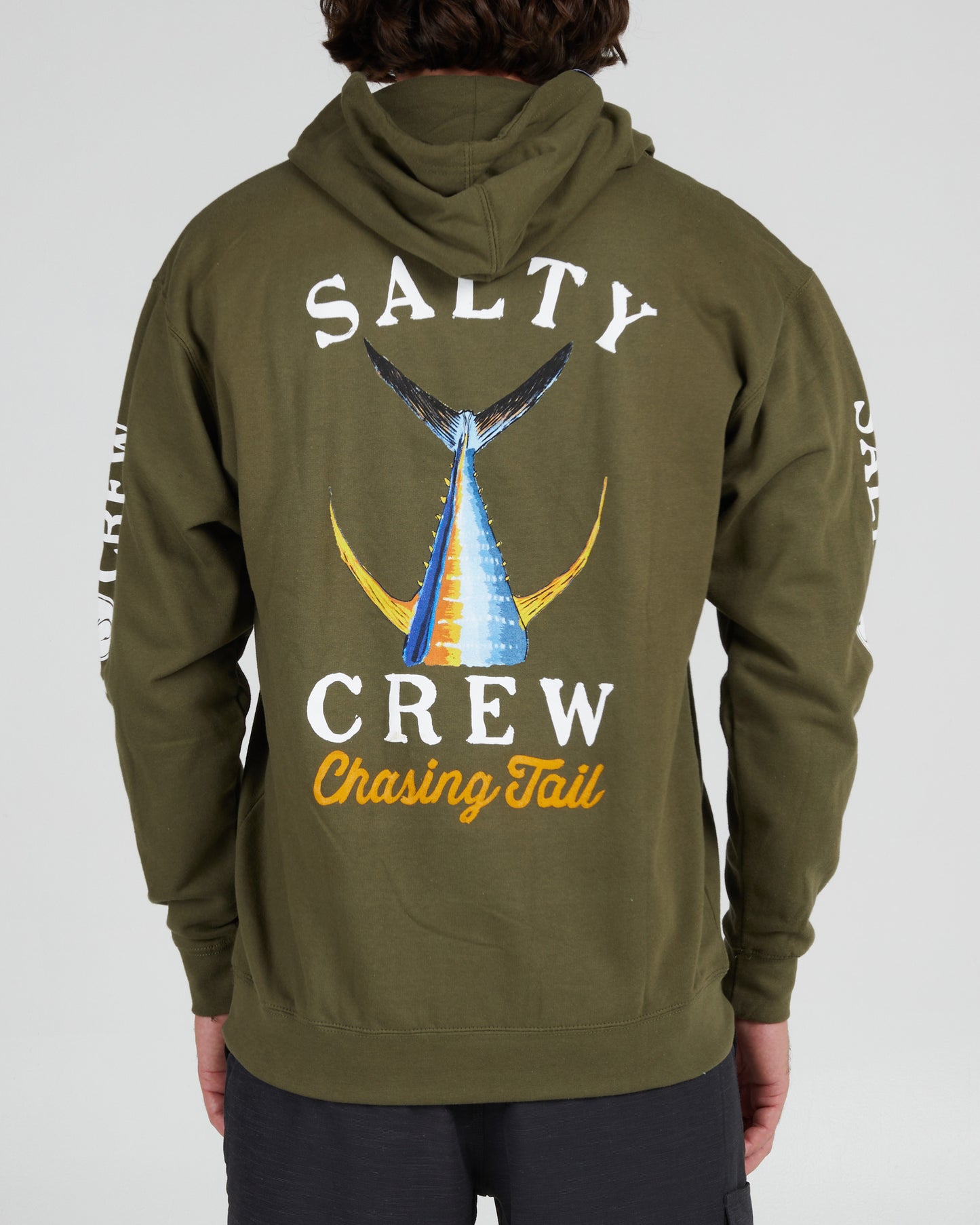 back view of Tailed Army Hood Fleece