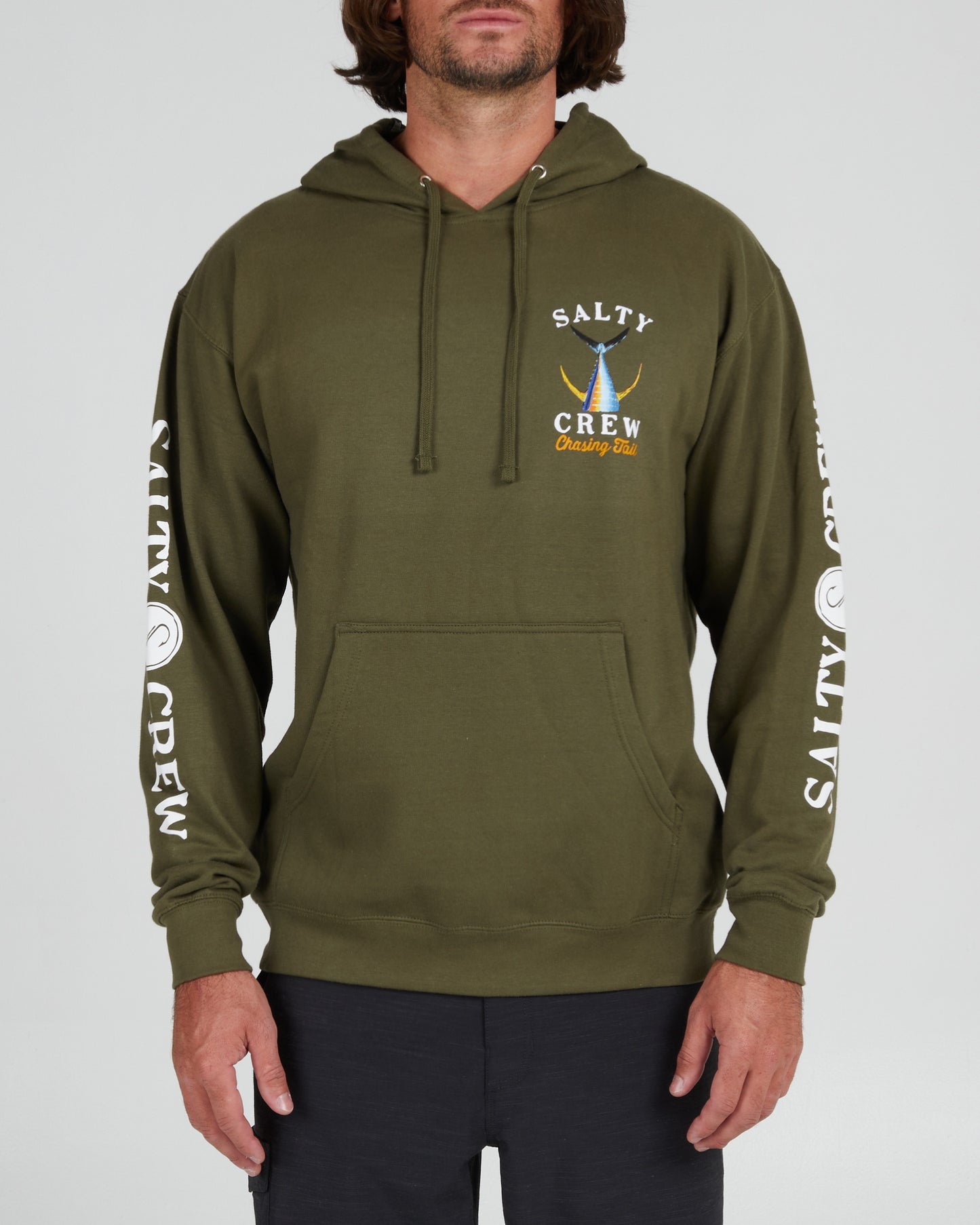 front view of Tailed Army Hood Fleece