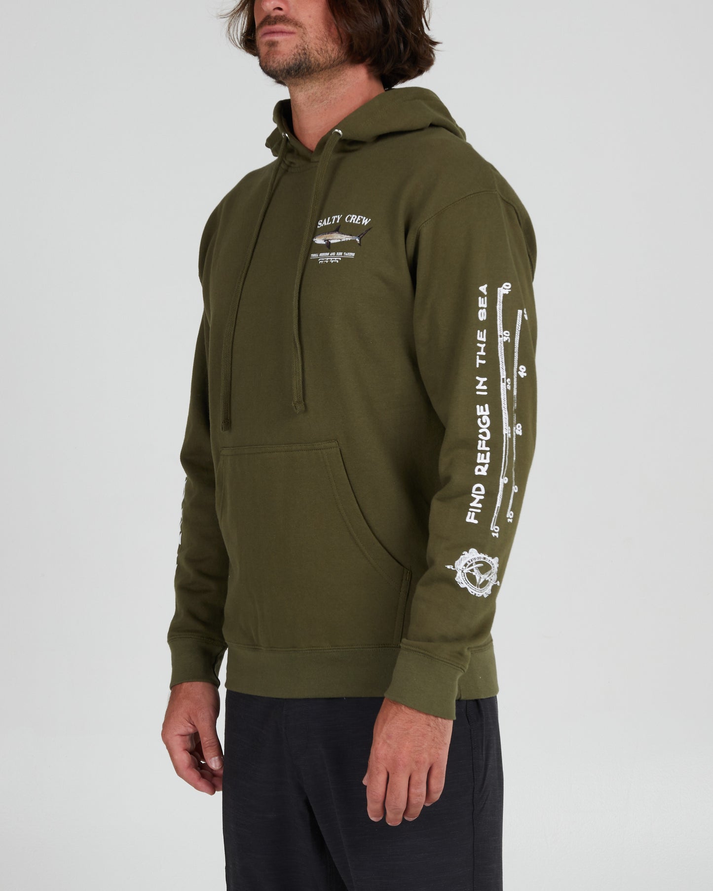 front angled Bruce Army Hood Fleece