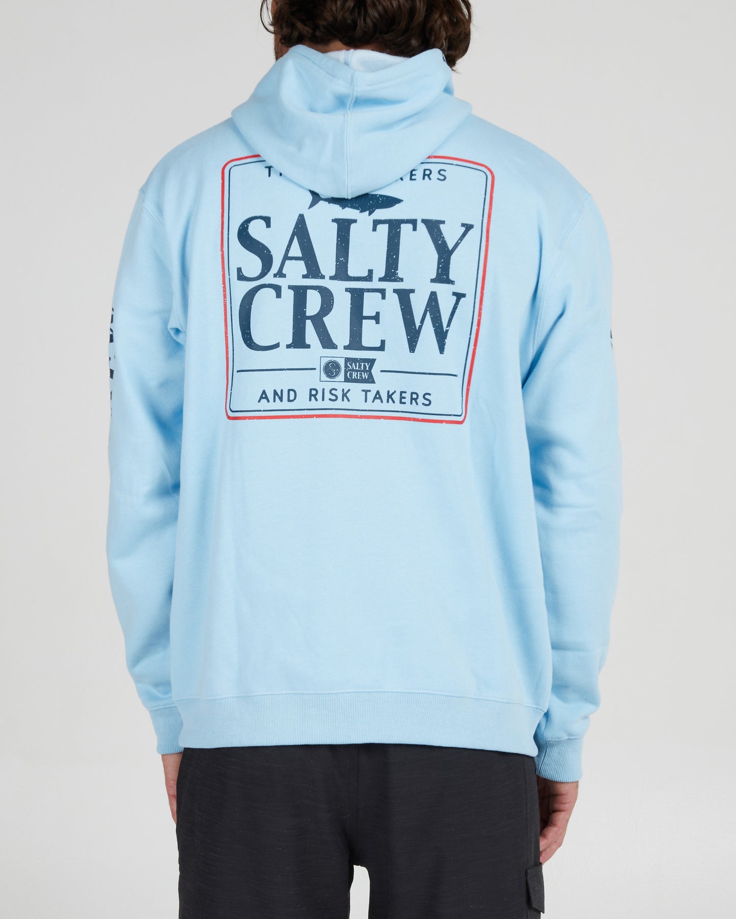On body back of the Coaster Light Blue Zip Fleece