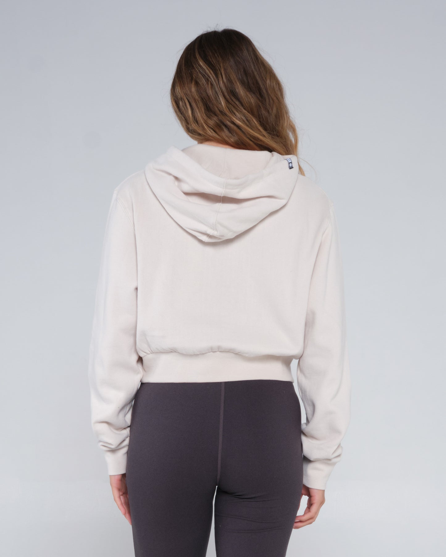 On body back of the Summer Vibe Natural Crop Hoody