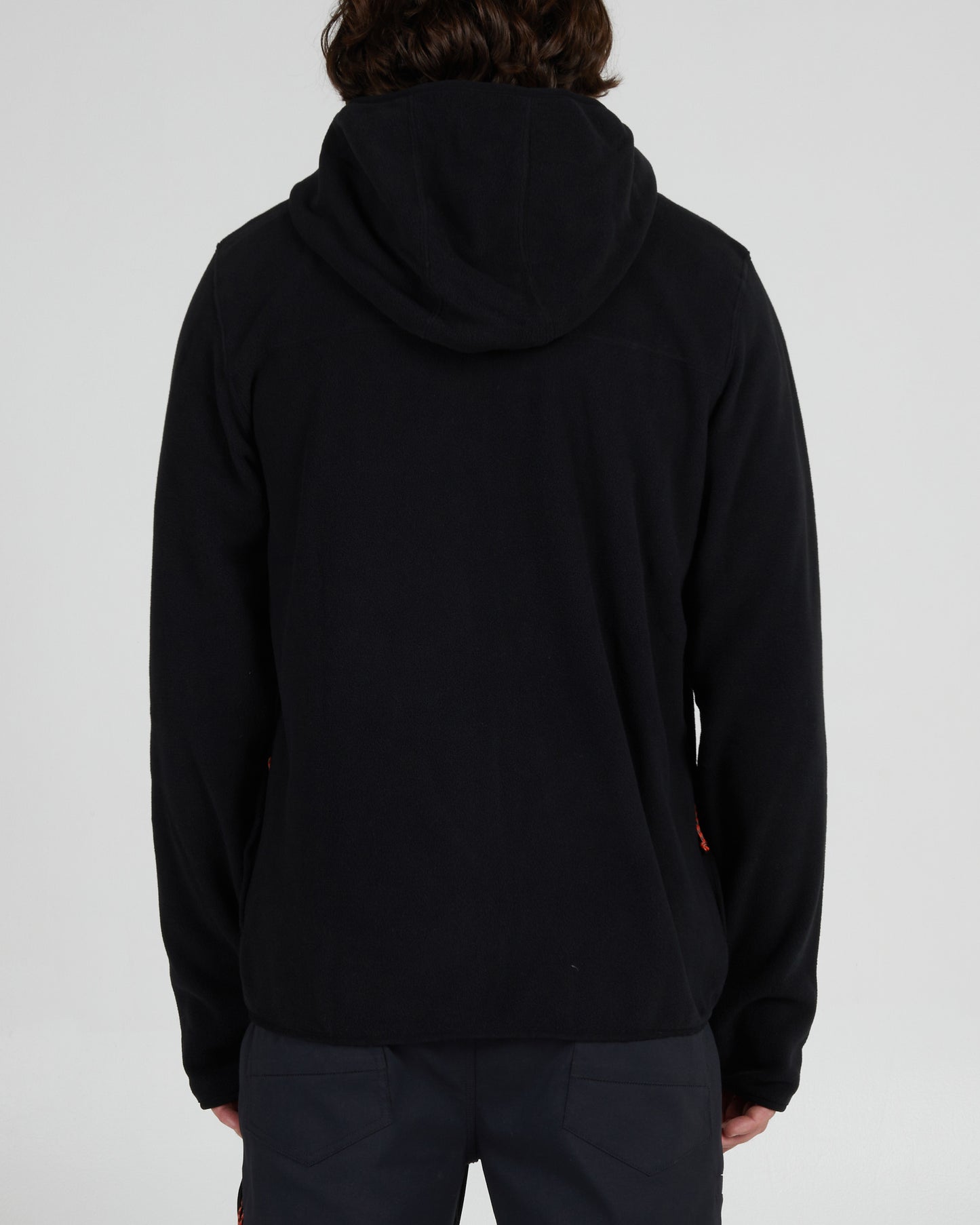 On body back of the Ebbtide Black Zip Hooded Polar Fleece