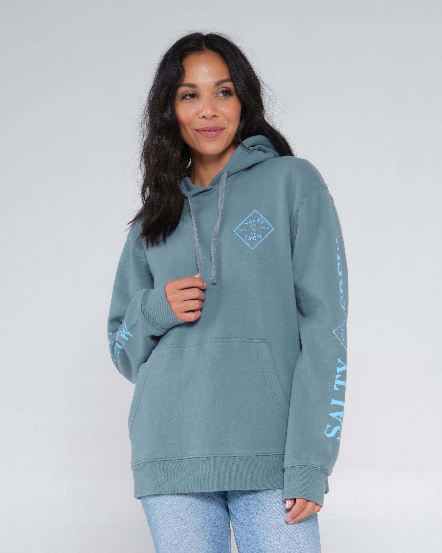 front view of Tippet Atlantic Green Premium Hoody