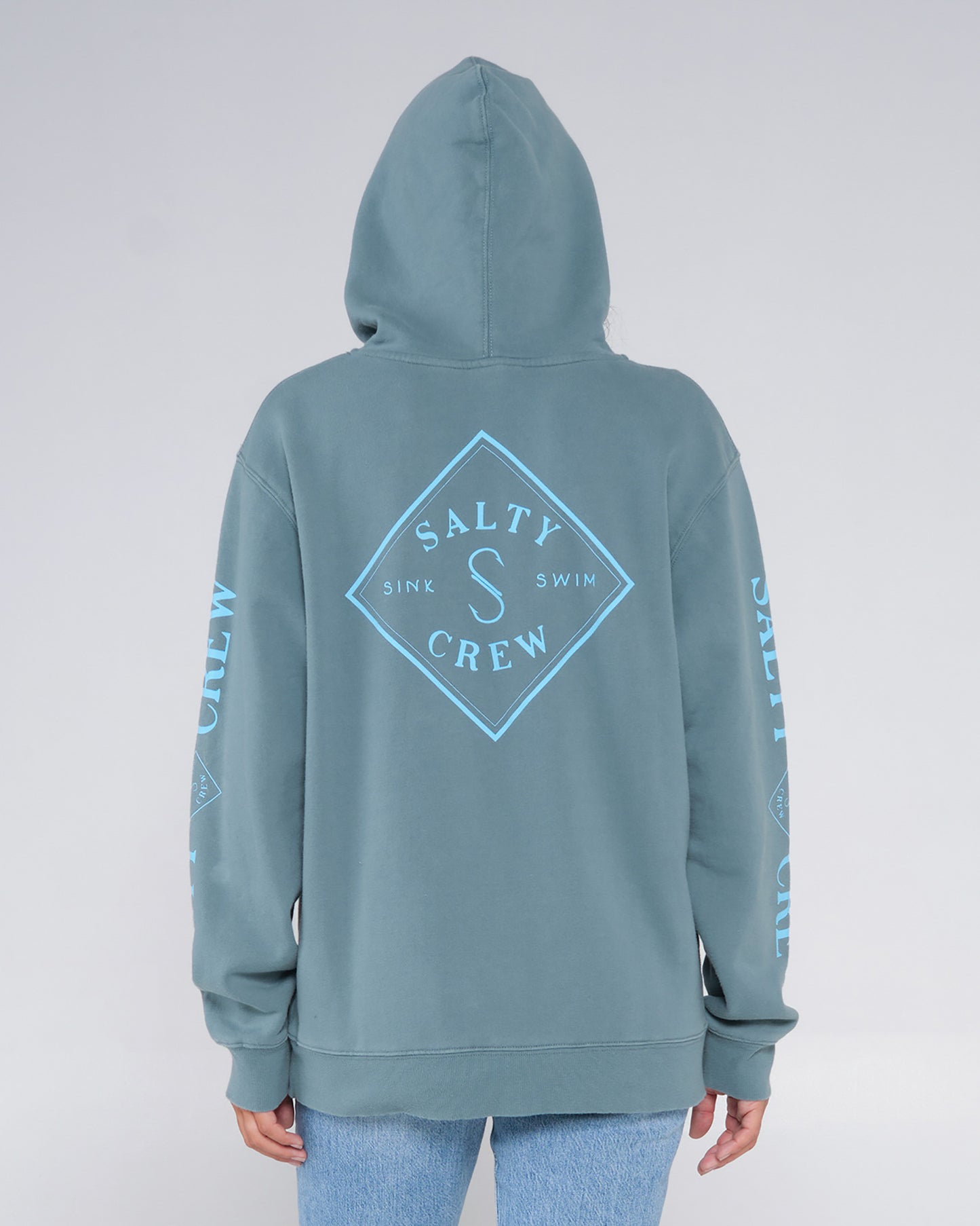 back view of Tippet Atlantic Green Premium Hoody