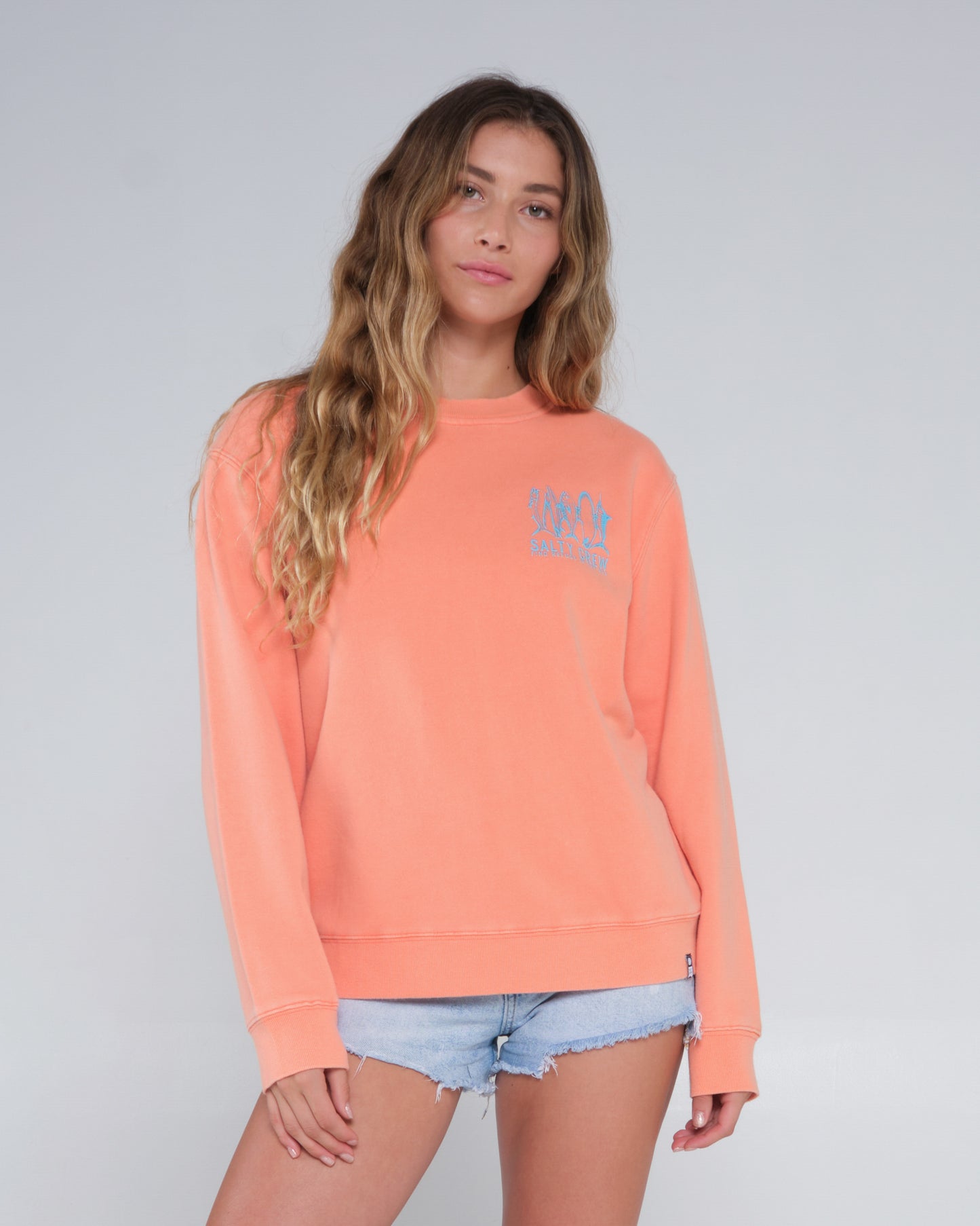 front view of Line Up Hot Coral Premium Crew