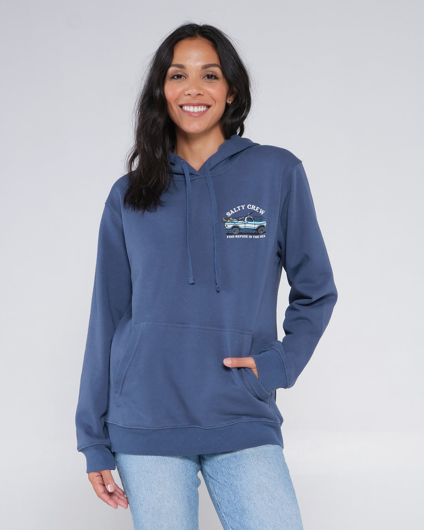 front view of Baja Days Blue Steel Hoody
