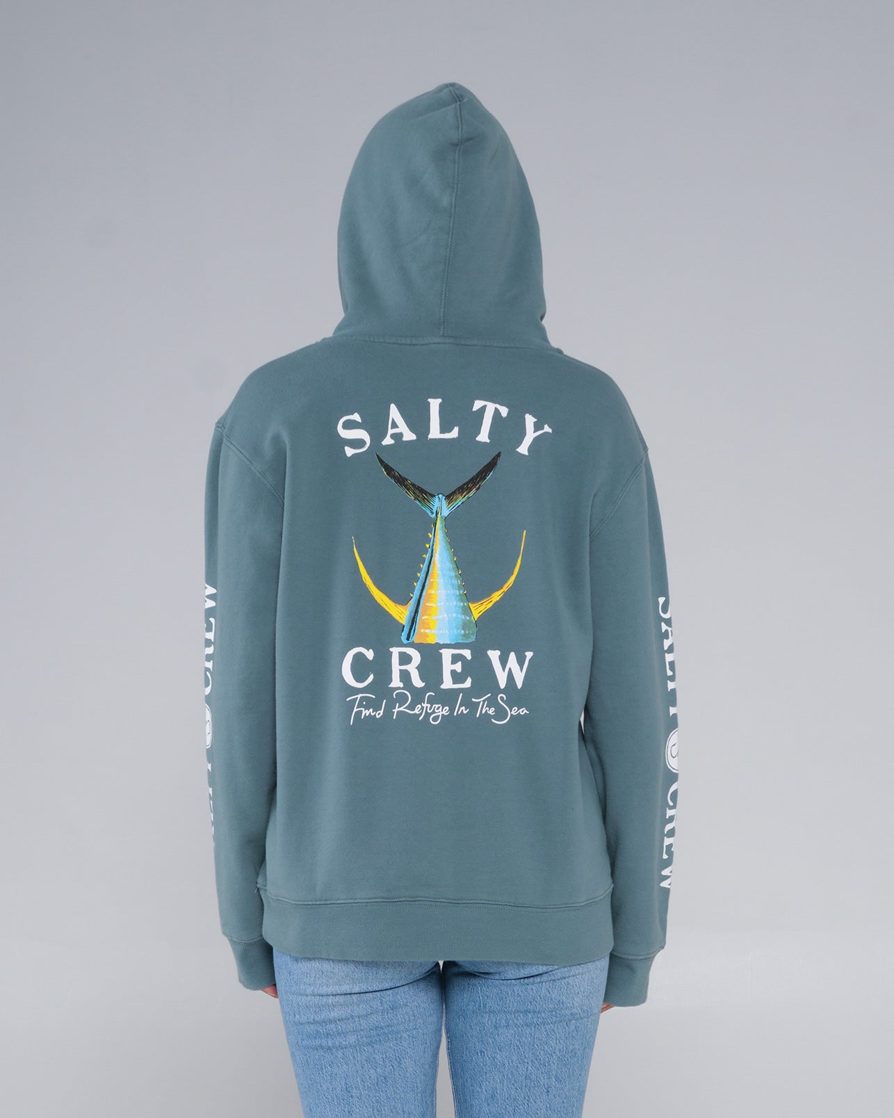back view of Tailed Atlantic Green Premium Hoody
