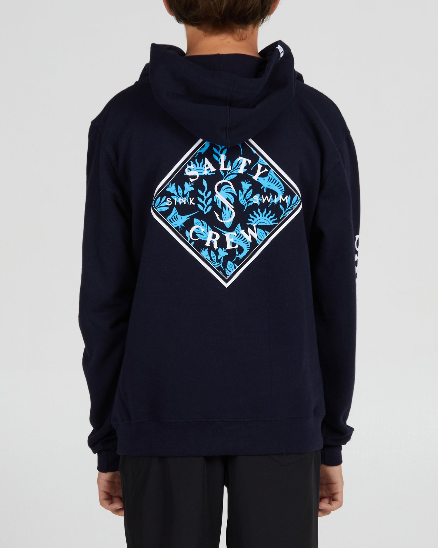 On body back of the Tippet Shores Fill Boys Navy Fleece
