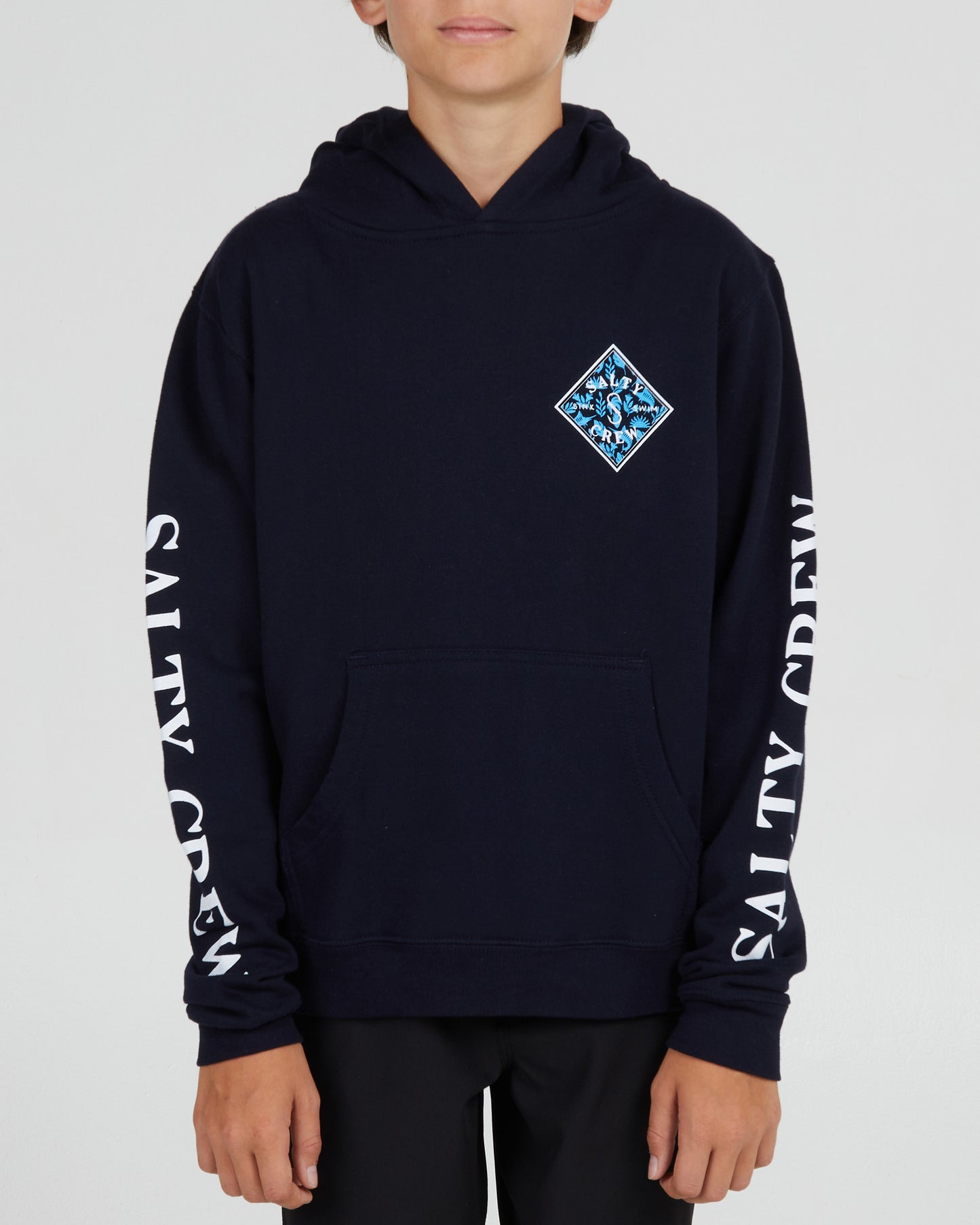 On body front of the Tippet Shores Fill Boys Navy Fleece