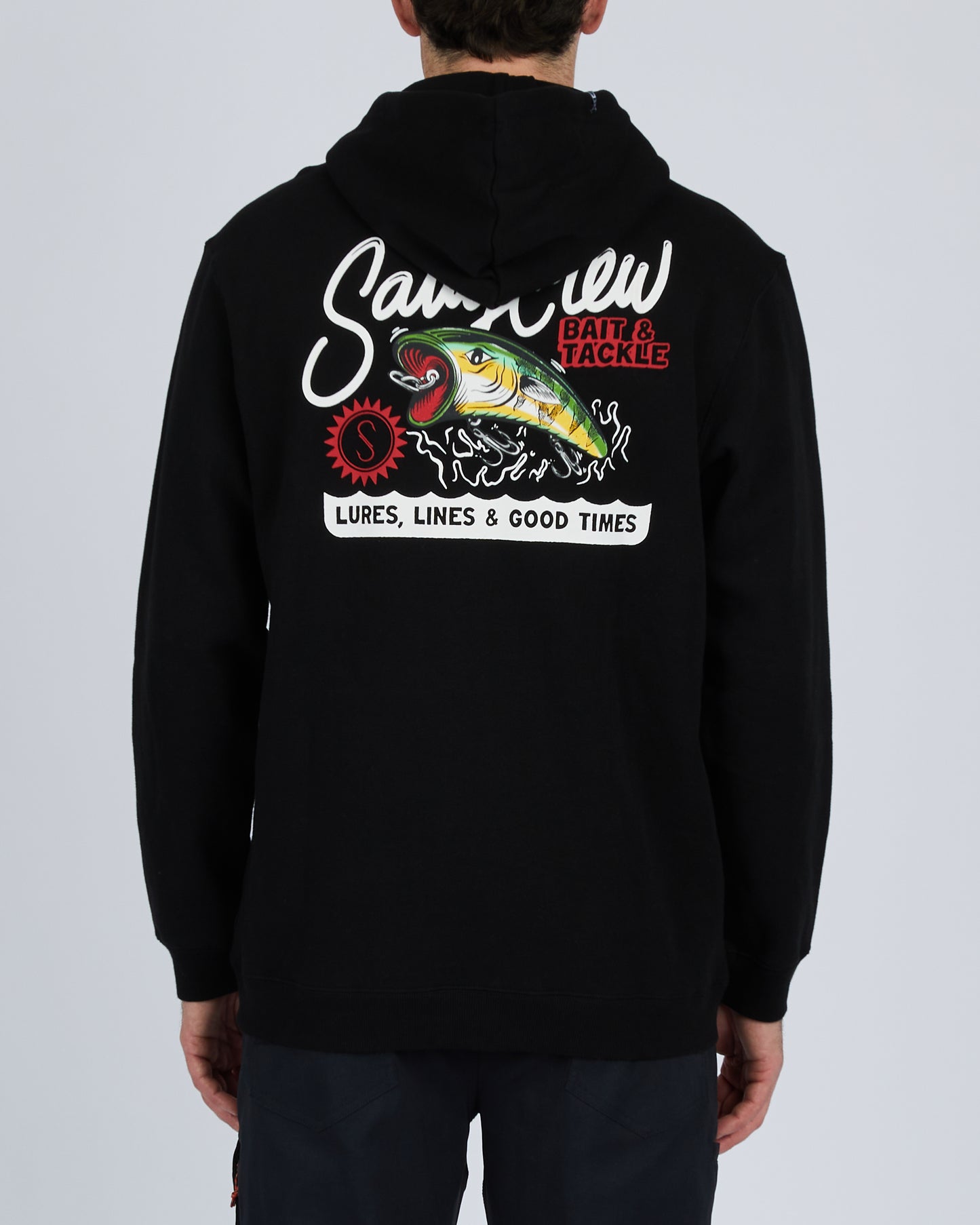 On body back of the Castoff Black Zip Fleece