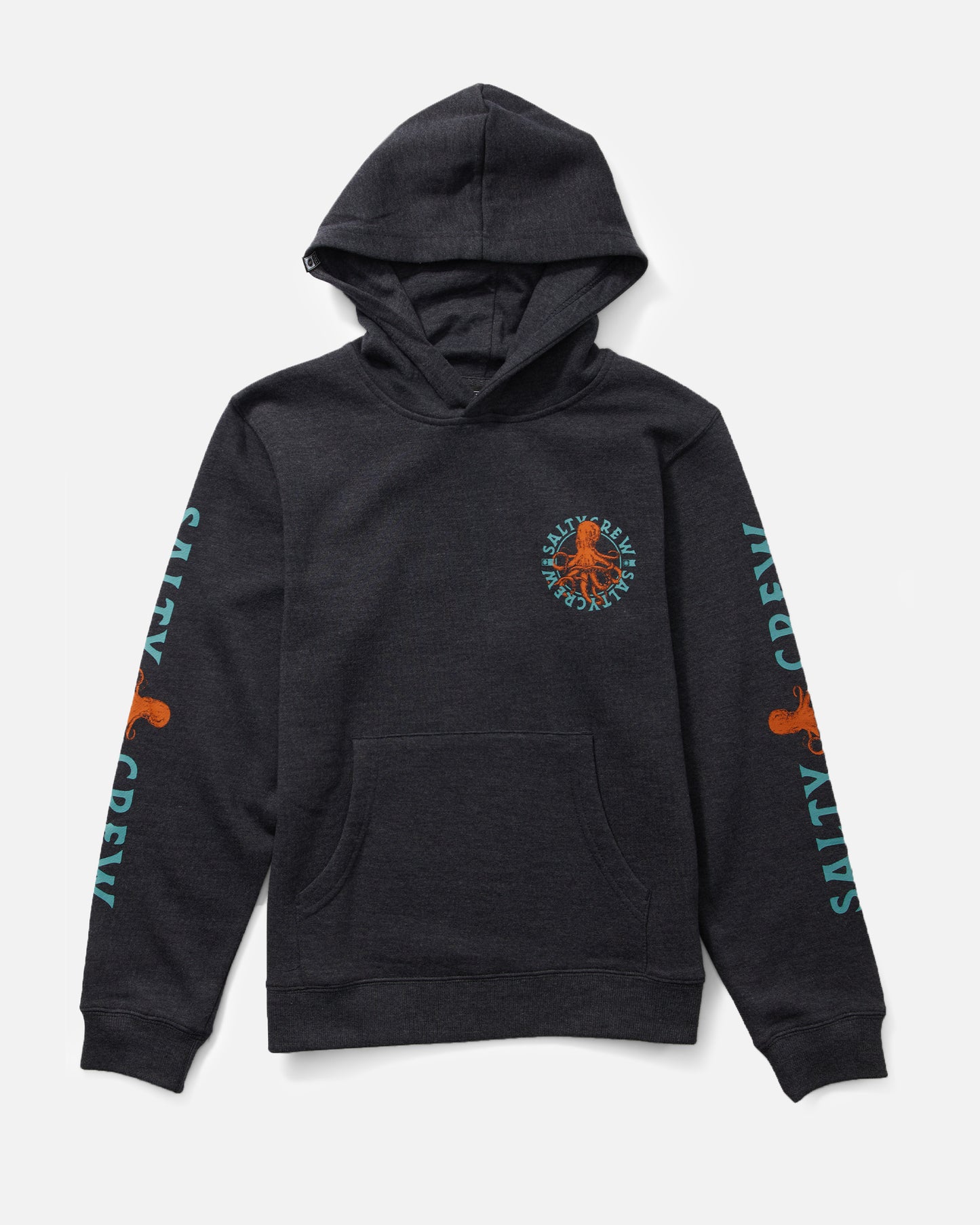 Front view of the Tentacles Boys Fleece Hoodie - Navy Heather.
