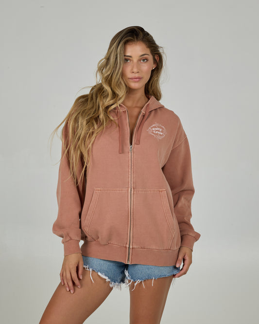 Front view of the Respect Zip Hoodie - Sierra.