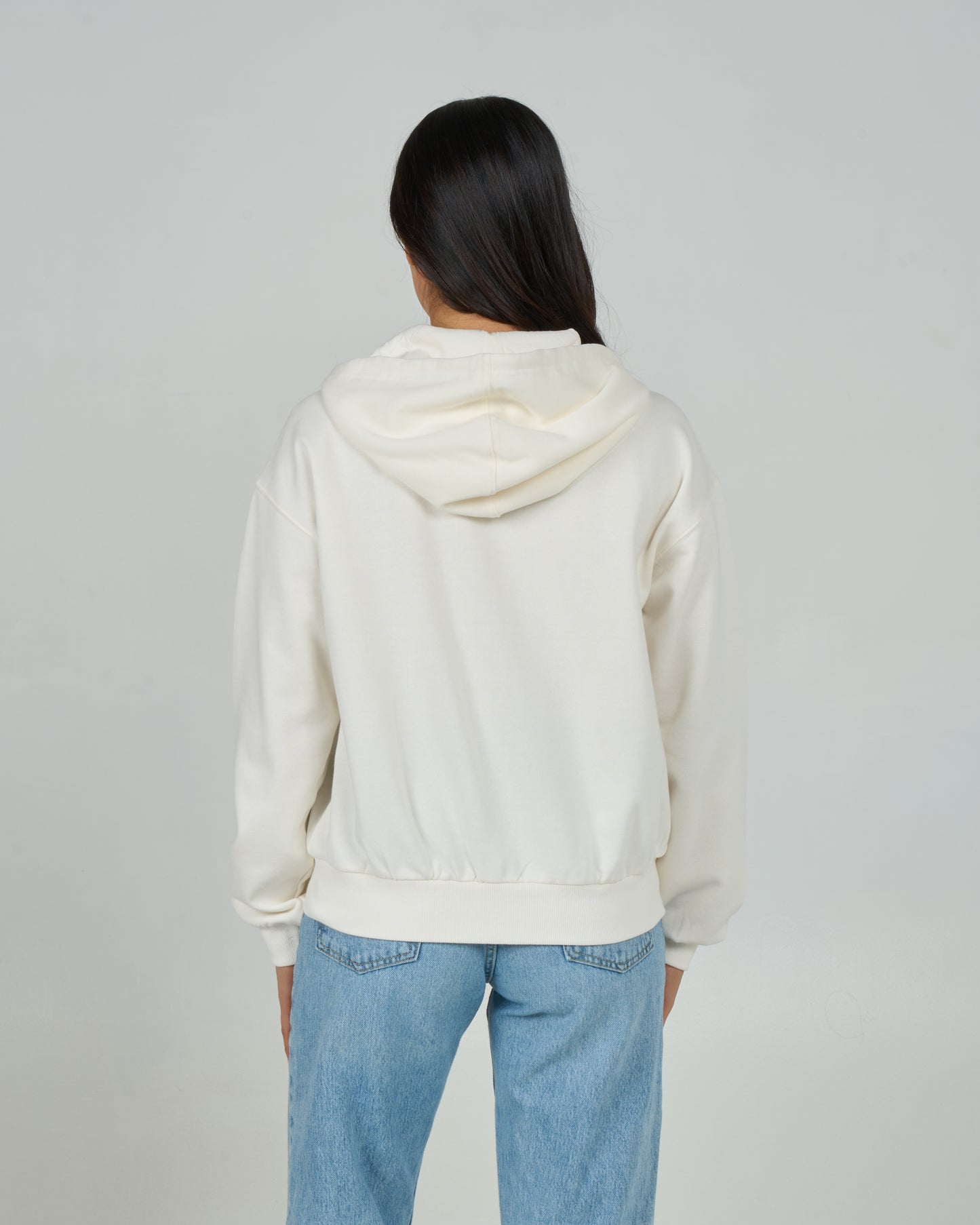 Back view of the Rays Zip Hoodie - Off White.