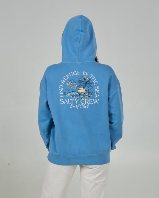 Back view of the Surf Club Zip Hoody - Marine Blue.