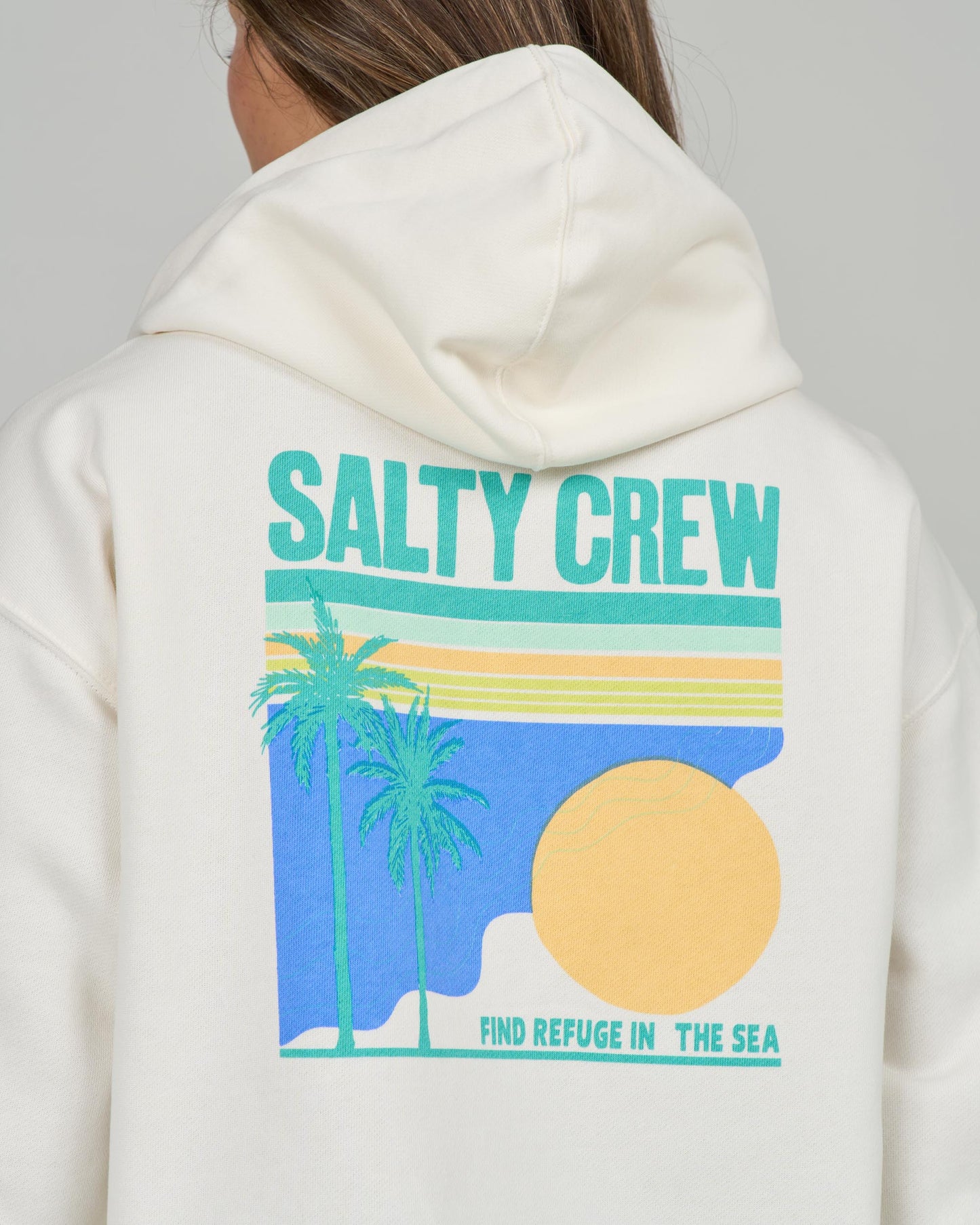 Close up back view of the Simplicity Zip Hoody - Off White.
