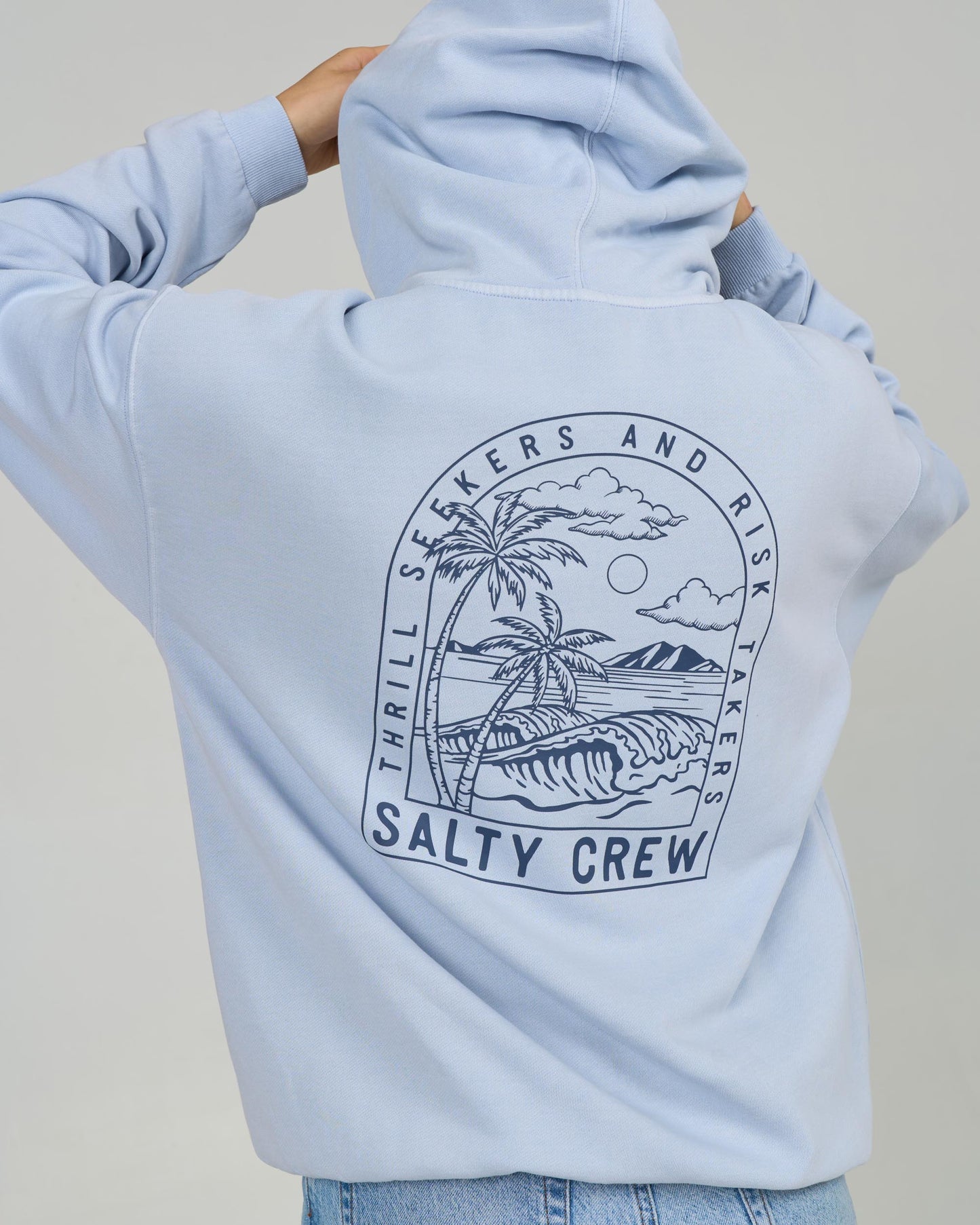 Close up back view of the Archway Zip Hoody - Fog.