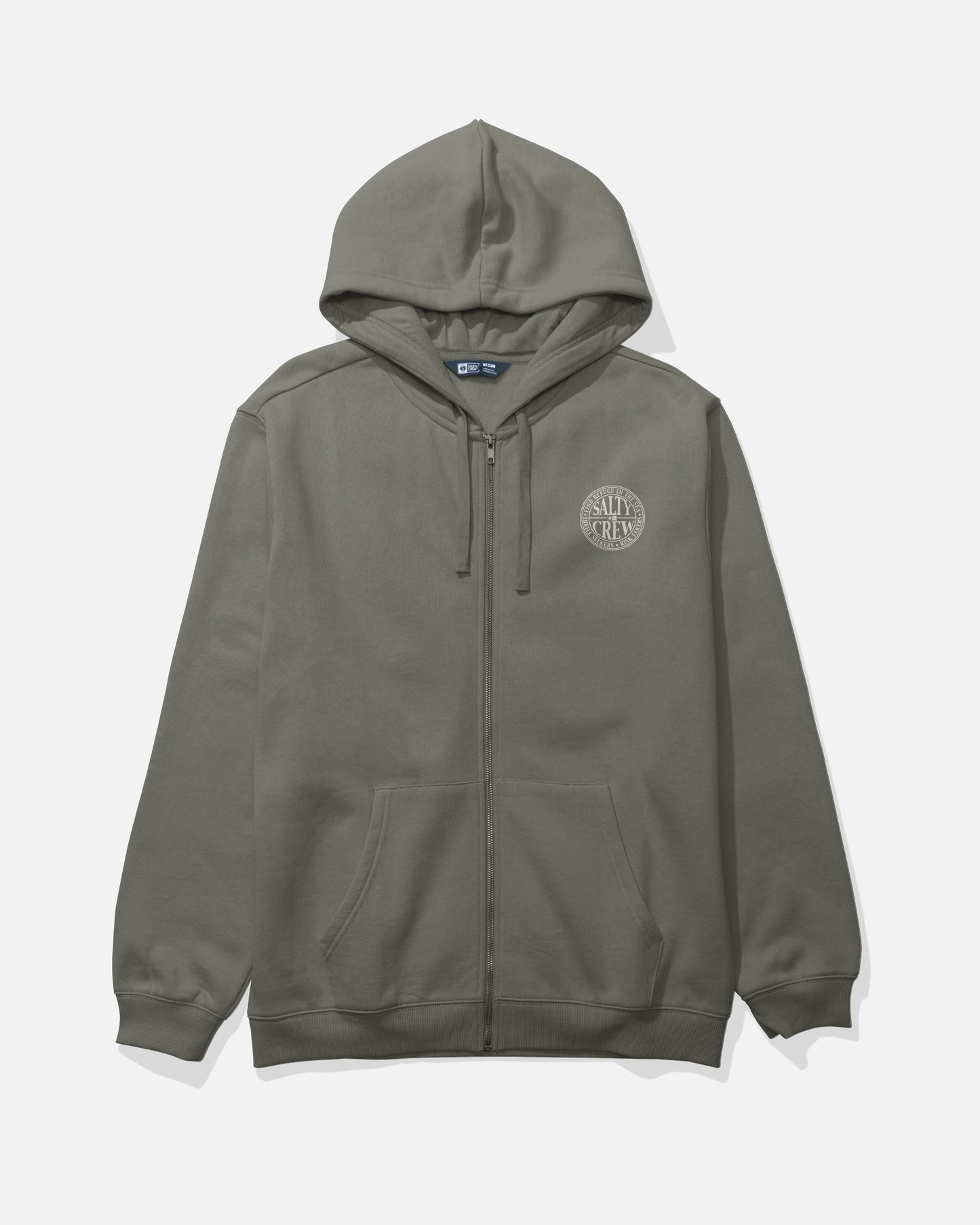 Back view of the Global Zip Fleece Hoodie - Dusty Olive.