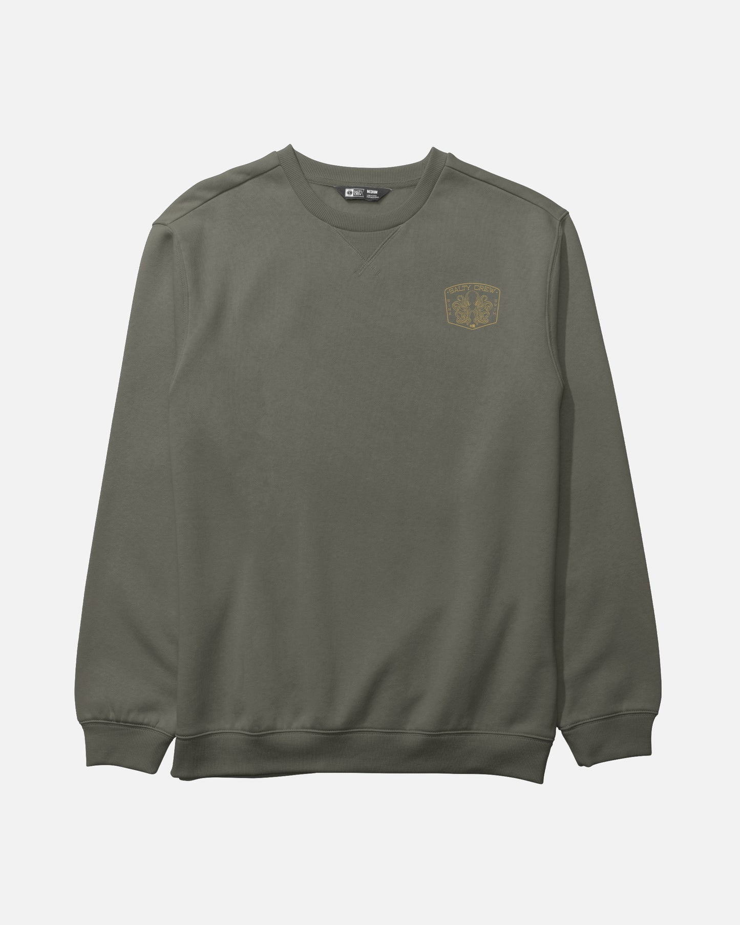 Front view of the Tako Club Crew Fleece - Dusty Olive.