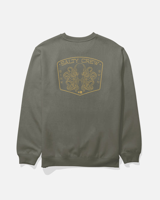Back view of the Tako Club Crew Fleece - Dusty Olive.