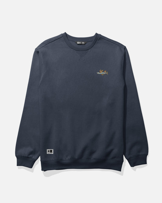 Front view of the Worn In Crew Fleece - Navy.