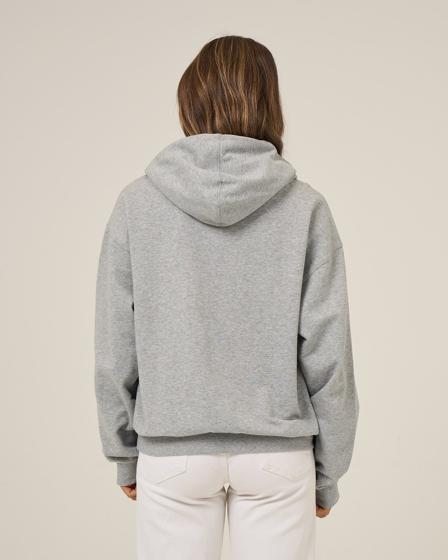 Back view of the Flag Hoodie - Athletic Heather.