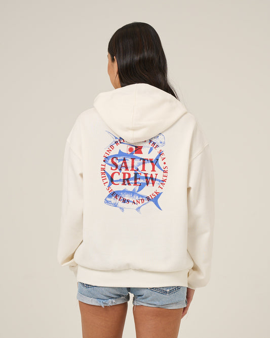 Back view of the Overlay Hoodie - Off White.