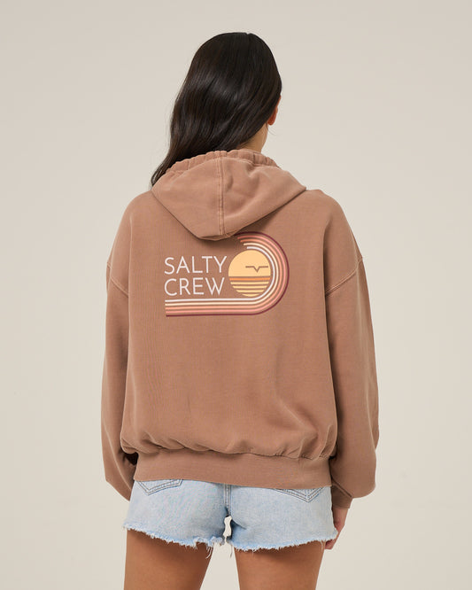 Back view of the Ombre Wave Hooded Zip - Mocha.