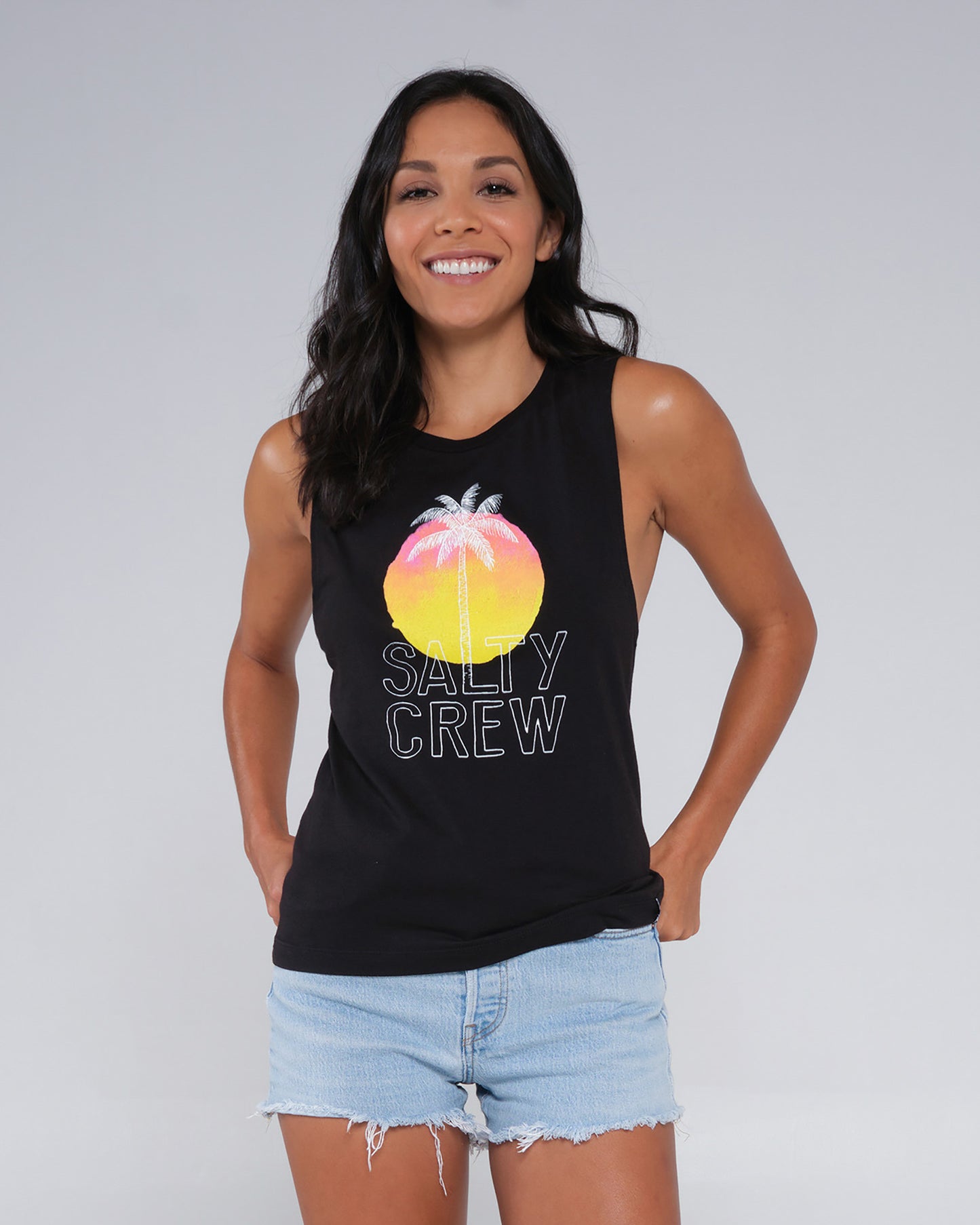 Summer Vibe Black Muscle Tank
