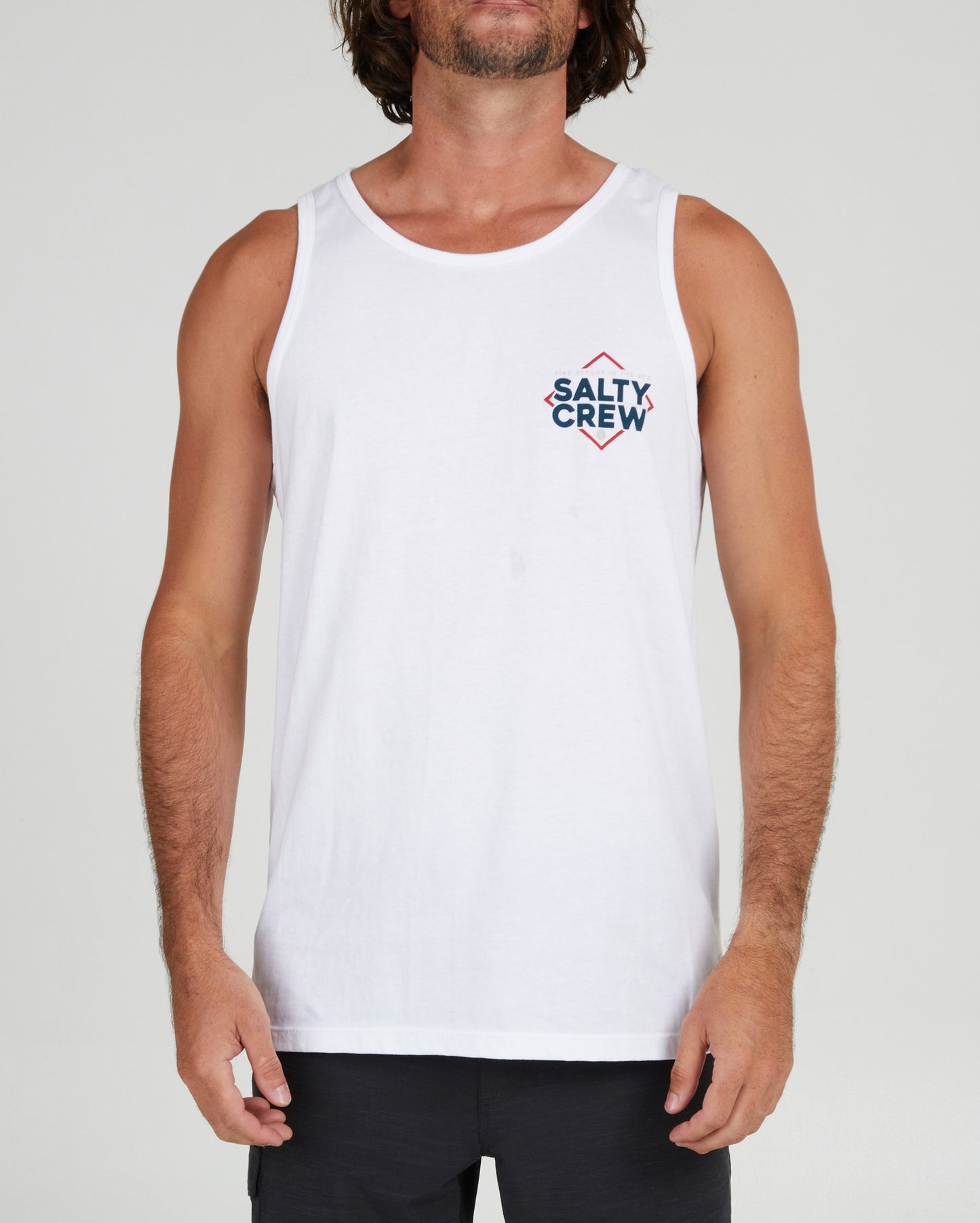 front view of No Slack White Tank