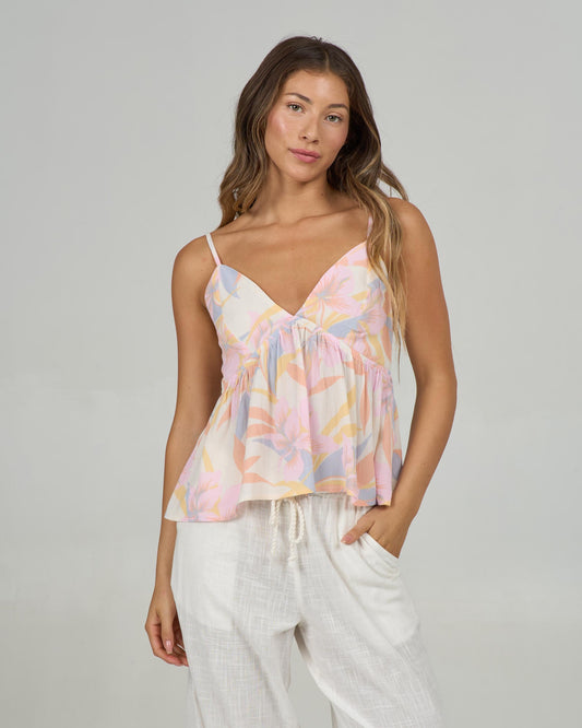 Front view of the Bloomed Cami - Off White.