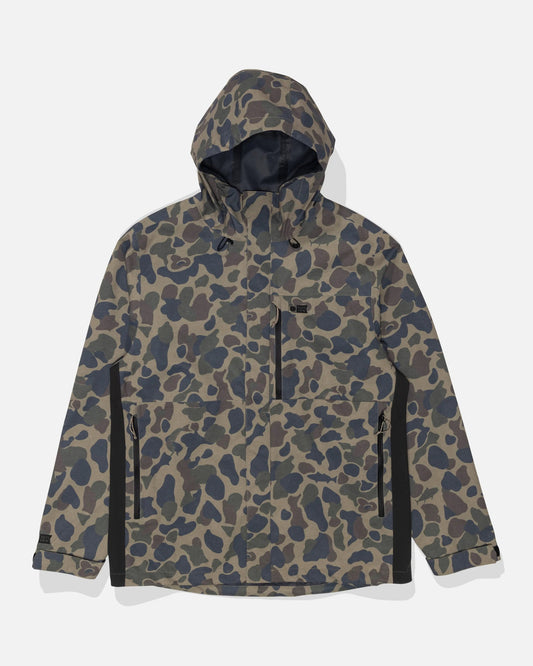 Front view of the Long Range Jacket - Sand Camo.