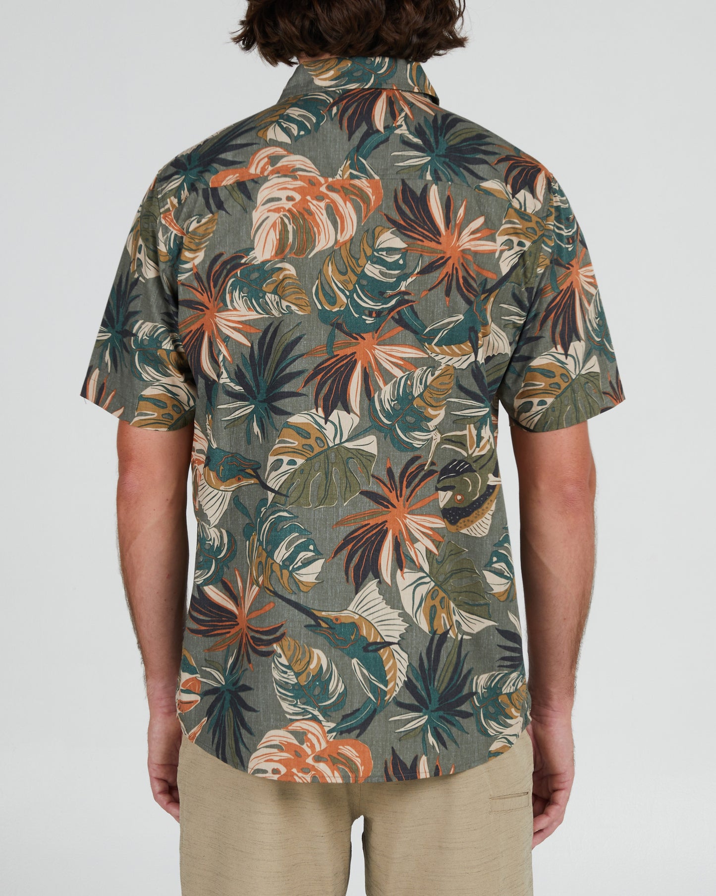 On body back of the Large Kine Olive S/S Woven